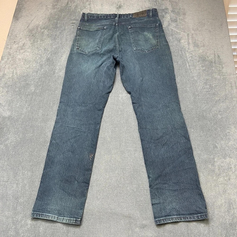 Kenneth Cole Straight Jeans Men 32x30 Blue Denim Distressed Mid Rise Medium Wash